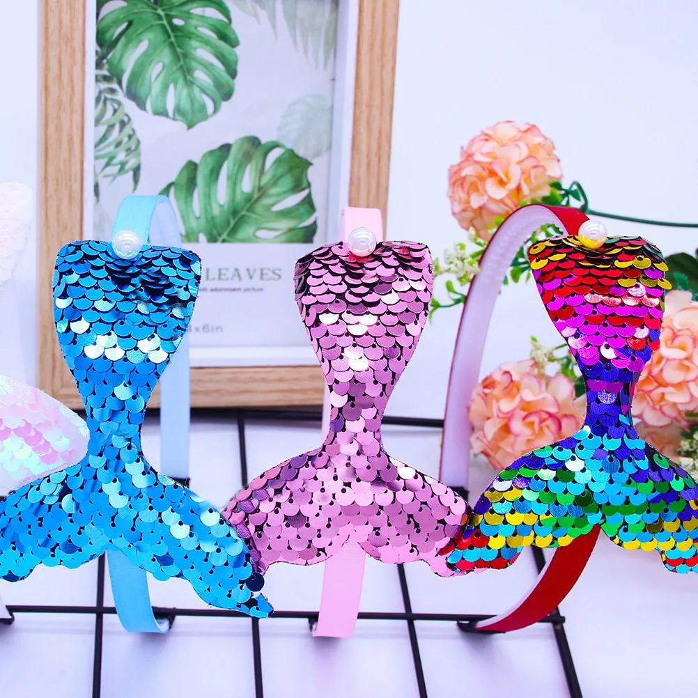

6Pcs Mermaid Tail Cartoon Hair Hoop for Girls Kids Party Cosplay Headwear Birthday Pageant Prom Headdress Photo Prop Decorative