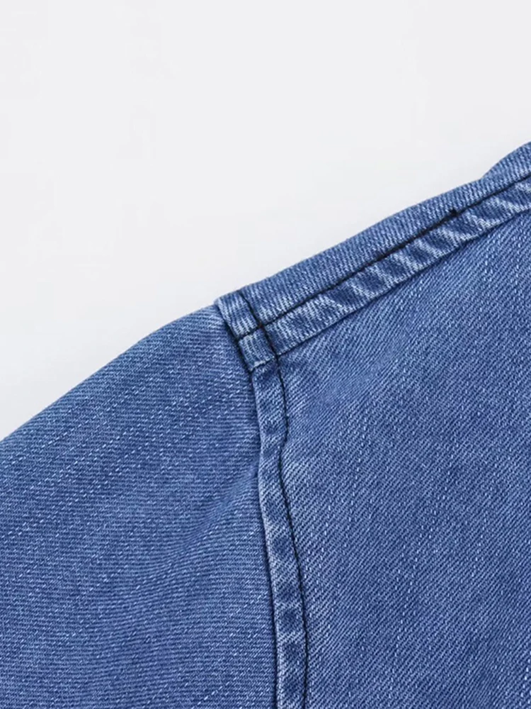 جاكيت أفياتور جينز كاجوال نسائي بقصة كاجوال نسائية عصرية مع جاكيت بأكمام طويلة بسحاب على الرقبة بأكمام طويلة #4