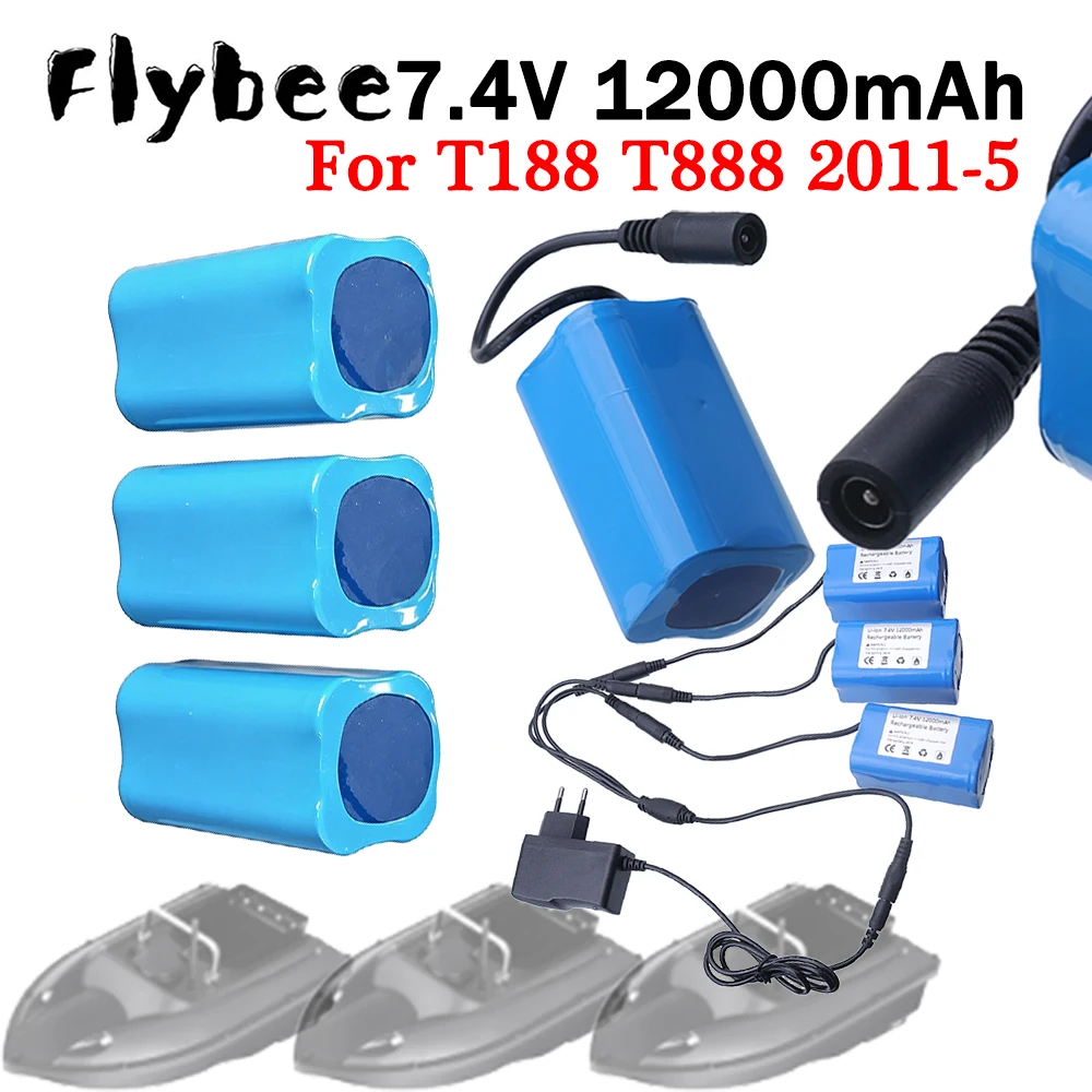 For T188 T888 2011-5 Remote Control Fish Finder Fishing Bait Boat RC toys Accessories 7.4V 12000mAh Lithium Battery