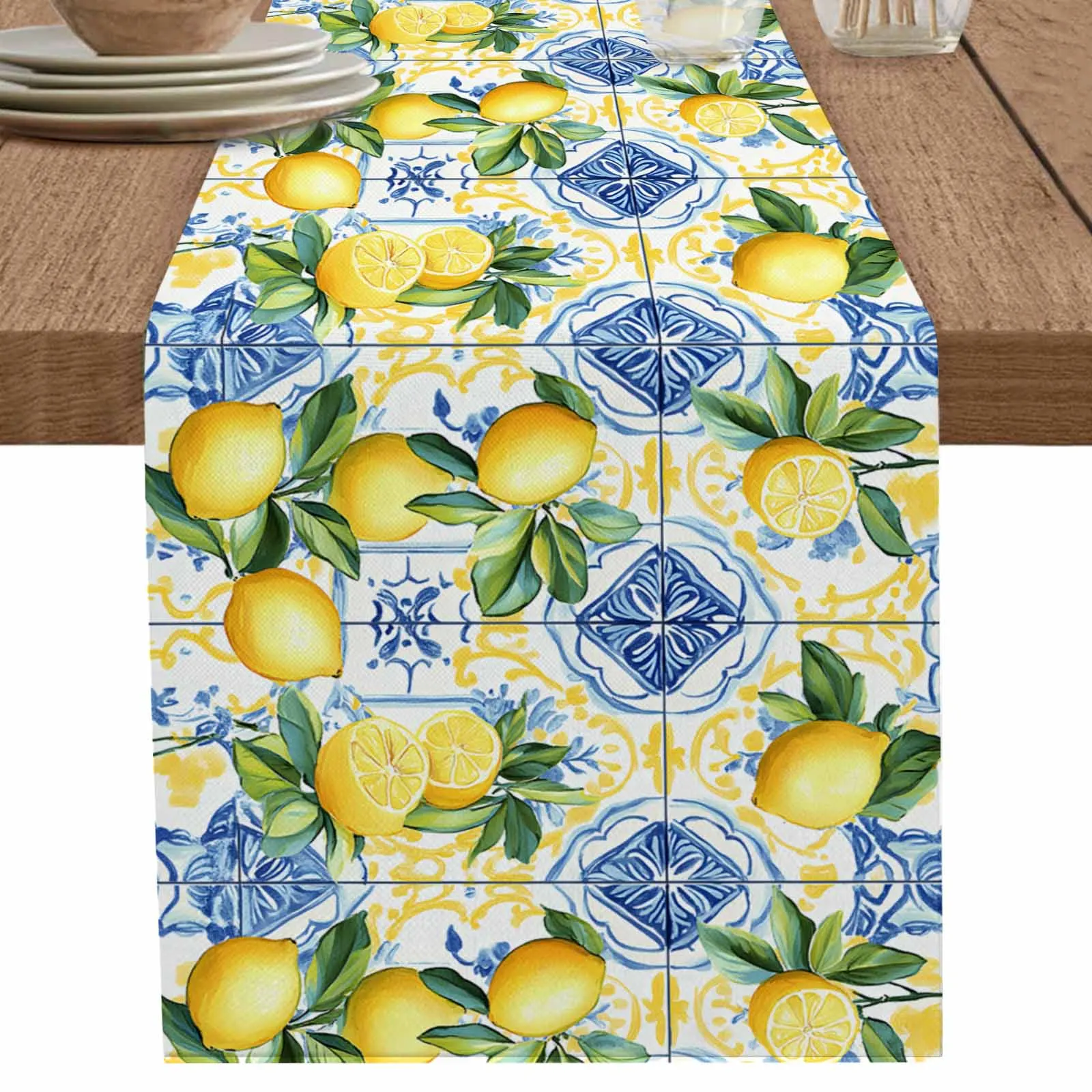 

Watercolor Lemon Slice Farm Festival Table Runners Wedding Party Decor Kitchen Placemat Home Coffee Decor Dining Tableware Pads