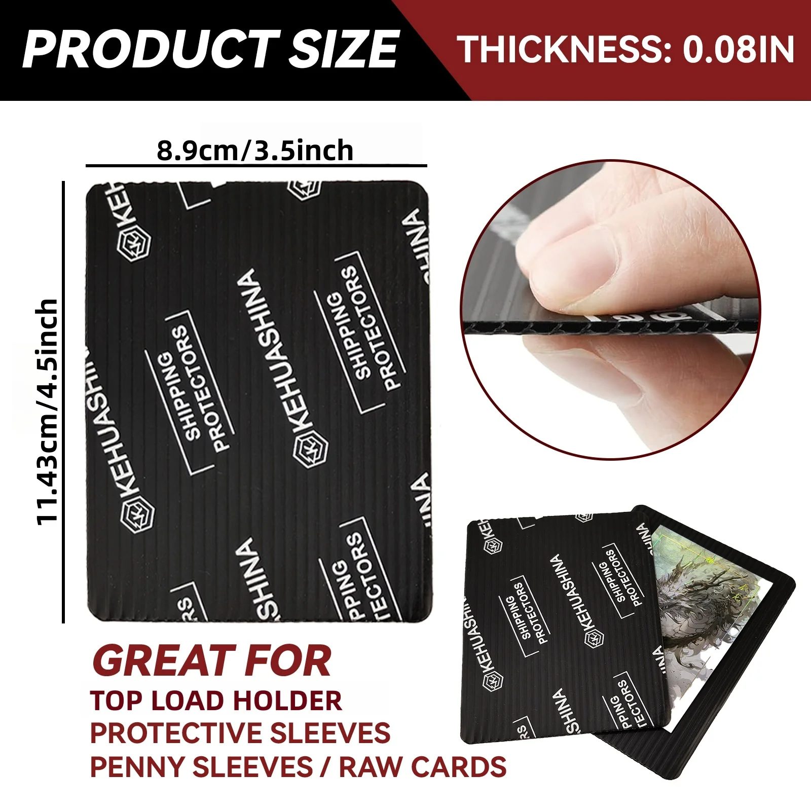 3.5x4.5 in Black Trading Card Shipping Hard Protectors Plastic Sleeves Card Mailers Rounded Corners for TCG Sports Cards