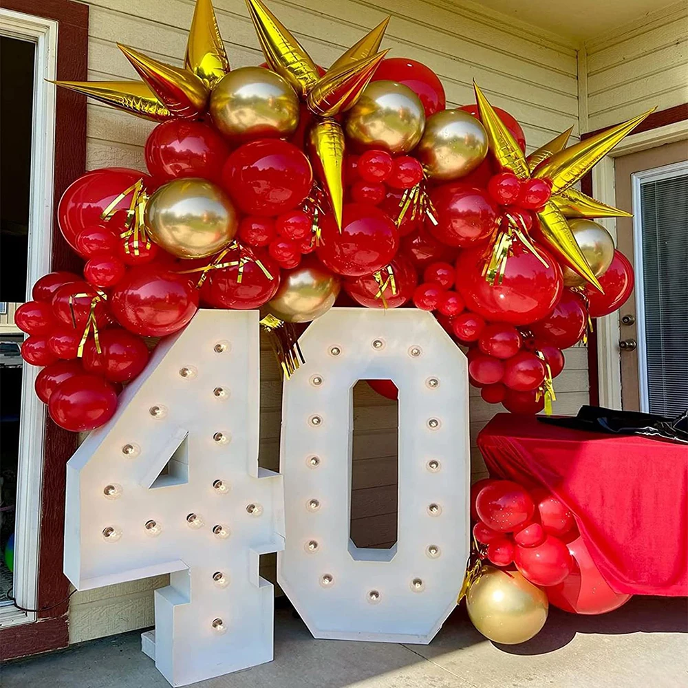 1Set Red Balloon Arch Kit Garland Metallic Gold Confetti Latex Balloons Birthday Bridal Baby Shower Party Wedding Decorations