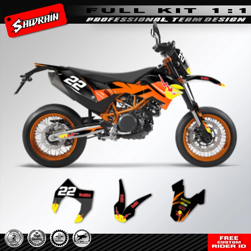 

Sawrain Custom Team Motorcycle Graphics Background Decal Sticker Kits For KTM SMC-R 690 2012-2018 Number Name Background Custom