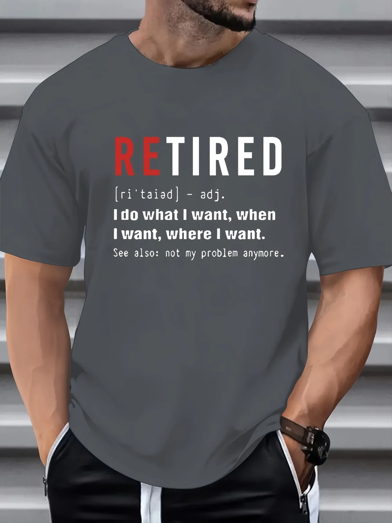 Retired Definition Funny Graphic Tee for Men Breathable 100% Cotton Perfect for Summer Casual Trendy Retirement Humor Style