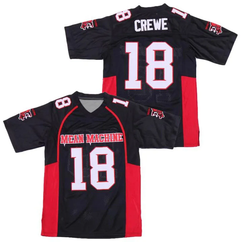 Paul Crewe Mean Machine Football Jersey Black Red V‑Neck Mesh Short Sleeve Sports Shirt Movie Cosplay Uniform Party Costume Tops