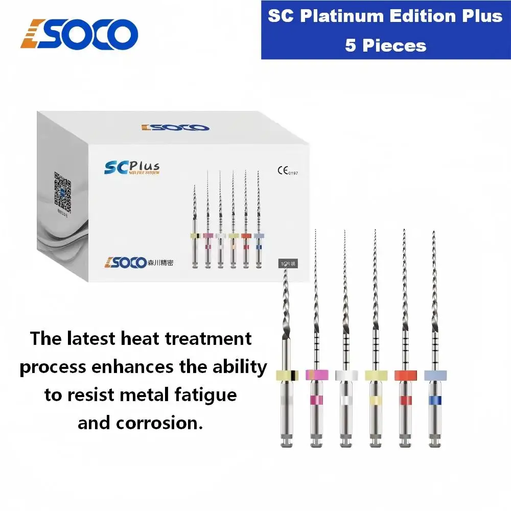 SOCO COXO PLUS Heat-Activated NiTi Endodontic Files, 5 Boxes Flexible Root Canal Instruments for Root Canal Preparation