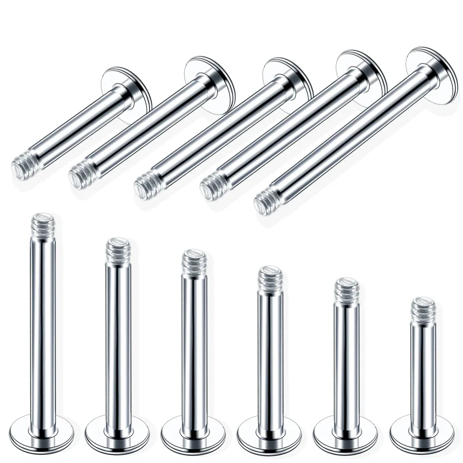 100 Teile/los Stahl Labret Bar Teile Schraube Gewinde Kopf 16G Labret Post Barbells Nur Für Lippen Piercing Ohrring stud Körper Schmuck geschenk