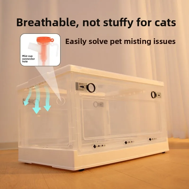 Portable Pet Oxygen Box Transparent Dog Fog Machine Breathable Cage Pet Oxygen Generator Dog Cage Plastic Three-layer Structure