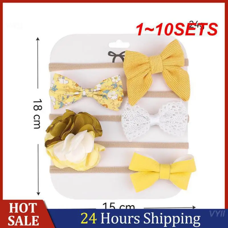 1~10SETS Hair Tie Set Printing High Cost Performance Narrow Hair Tie With Bow Hair Accessories Headband Lace Unique Shape