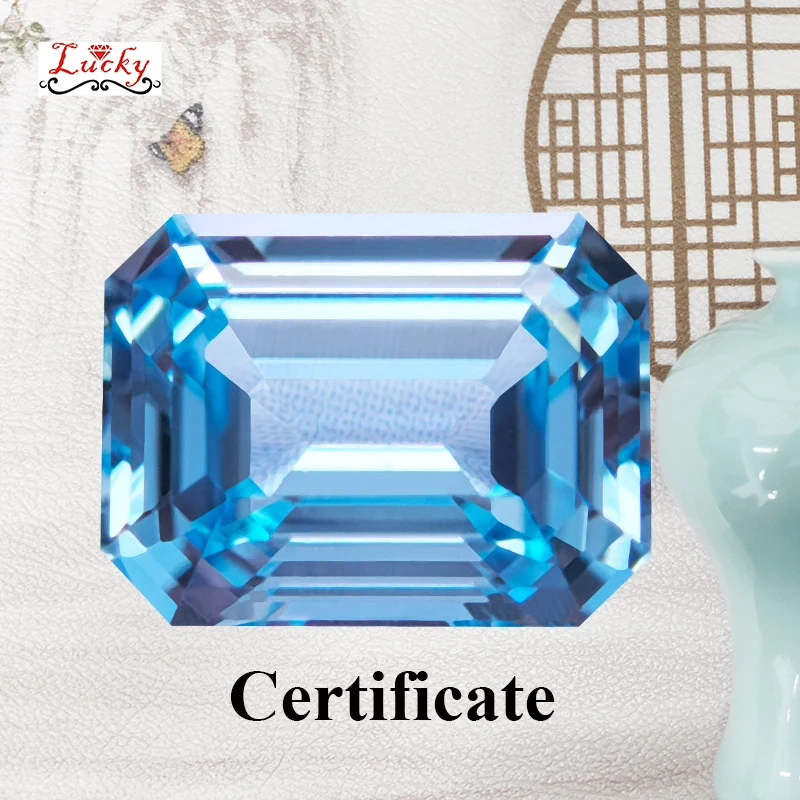 

Lab Grown Paraiba Sapphire VVS1 Emerald Cut Charms Beads for DIY Jewelry Making Necklace Materials Selectable AGL Certificate