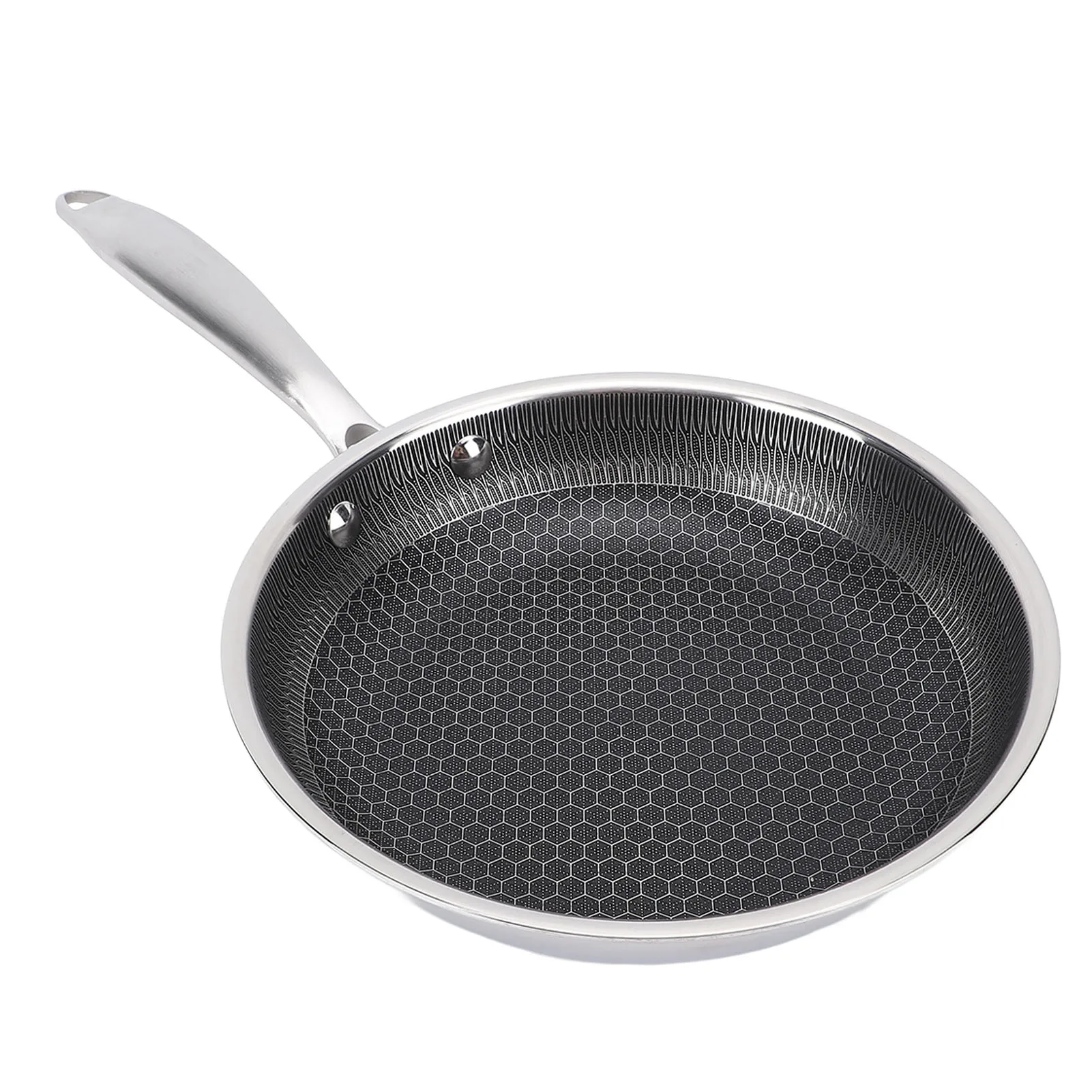 

316 Stainless Steel Fry Pan Honeycomb Rustproof Frying Pan Skillet Dishwasher Safe Fast Even Heating Large Capacity for Kitchen