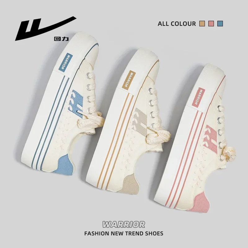 

Кеды WARRIOR 2026: универсальные дышащие белые парусиновые кроссовки для девочек, летние, на плоской подошве, вулканизированные, повседневные