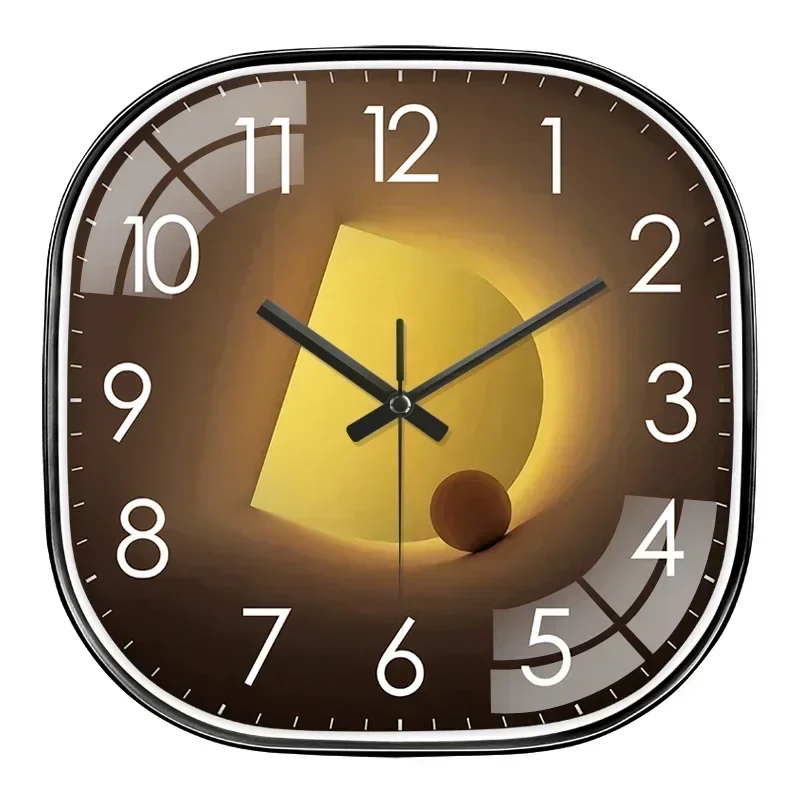 Light and shadow wall clock living room modern fashion atmosphere clock quiet wall hanging electronic quartz clock no punching