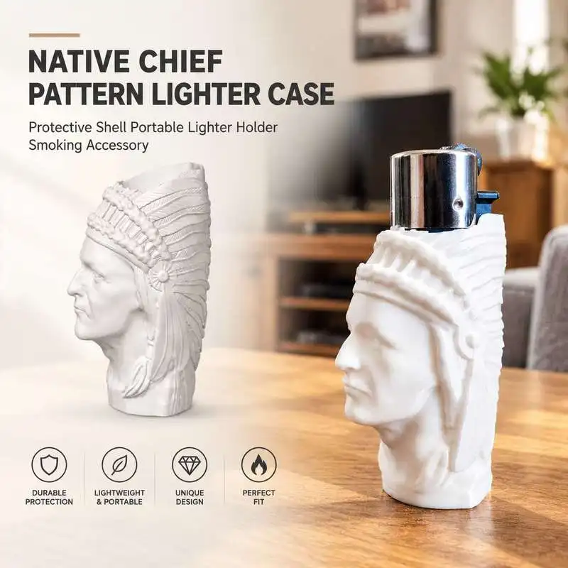 Native Chief Pattern Lighter Case Protective Shell Portable Lighter Holder Smoking Accessory