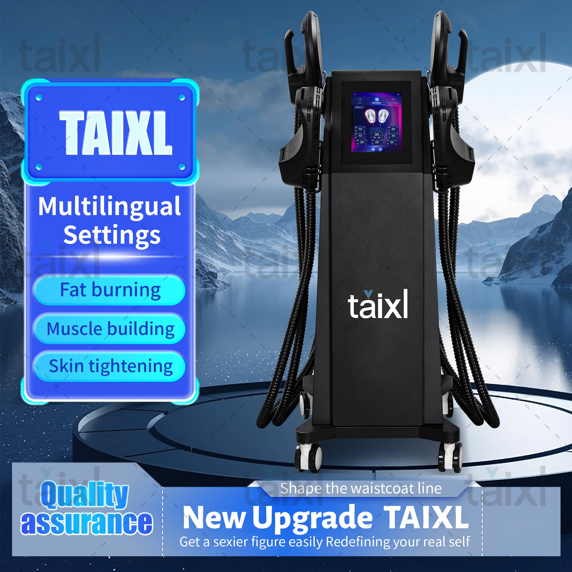 

TAIXL Machine Profession 6500W 15 Tesla RF EMS in Muscle Stimulator Body Slimming Machine with 5 handles fat burning.