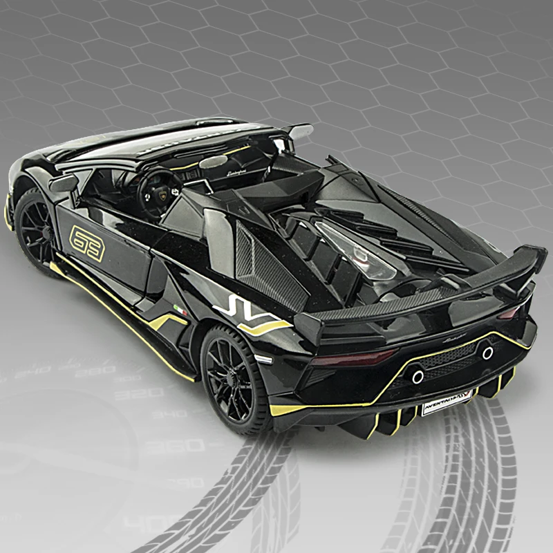 1:24 Lamborghini SVJ63 Carro de corrida Simulação Liga Modelo de carro Som e luz - Adequado para brinquedos e coleções infantis