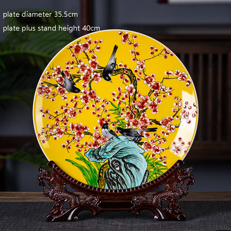 Jingdezhen Ceramic Chinese Handmade Vase Living Room Decoration Round Ornament Large Retro Entrance TV Cabinet Artwork