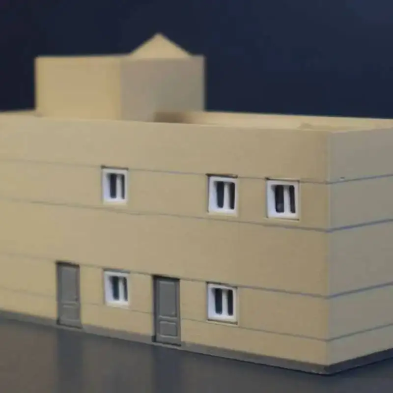 Miniaturowy domek z tworzywa sztucznego do symulacji architektury w skali N, do krajobrazu kolejowego/pejzażu kolejowego/dekoracji w skali 1:150, 1 zestaw