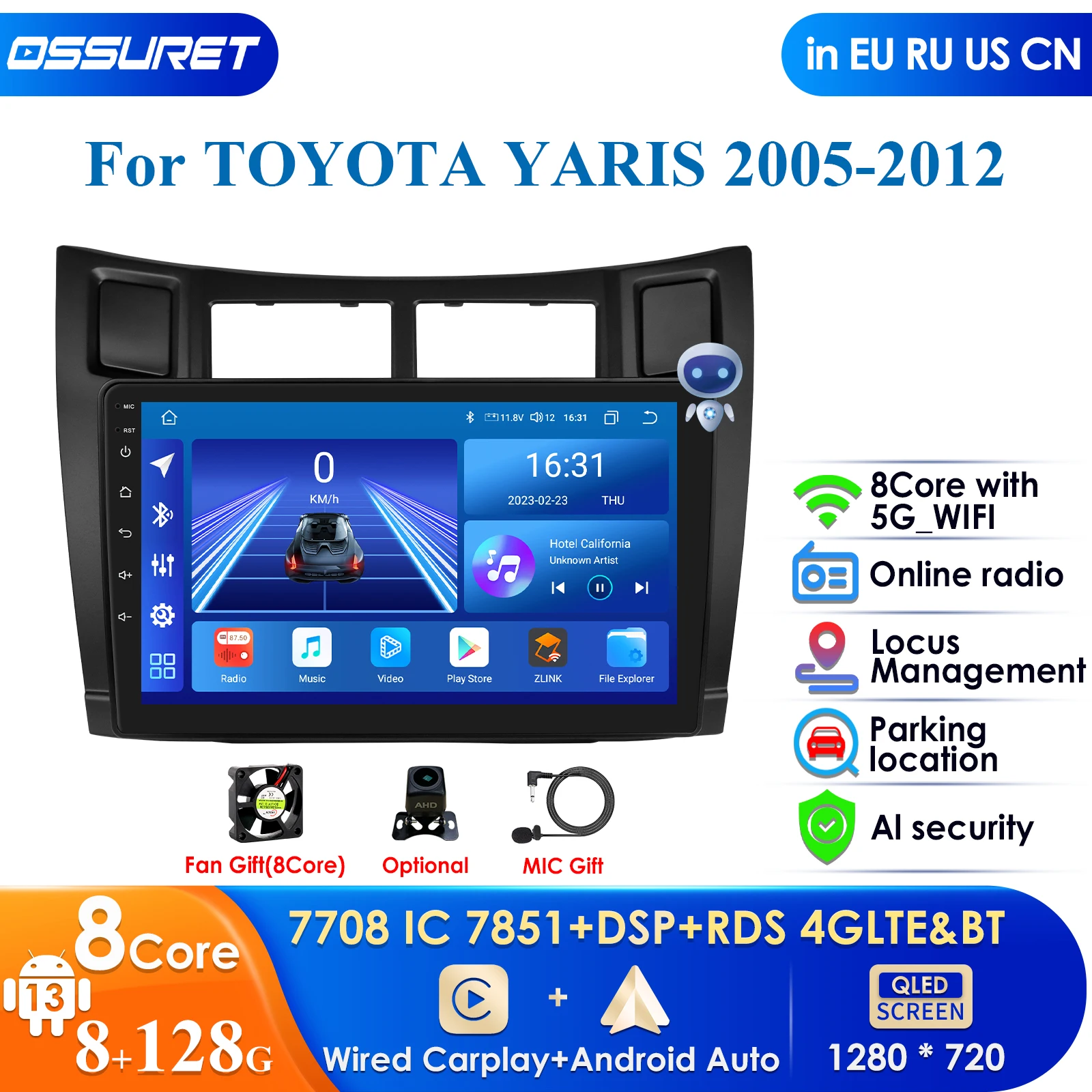 

Carplay 4G DSP 7862 QLED Screen 2din Android Autoradio for Toyota Yaris 2005 - 2012 Car Radio Multimedia Video Player GPS Stereo