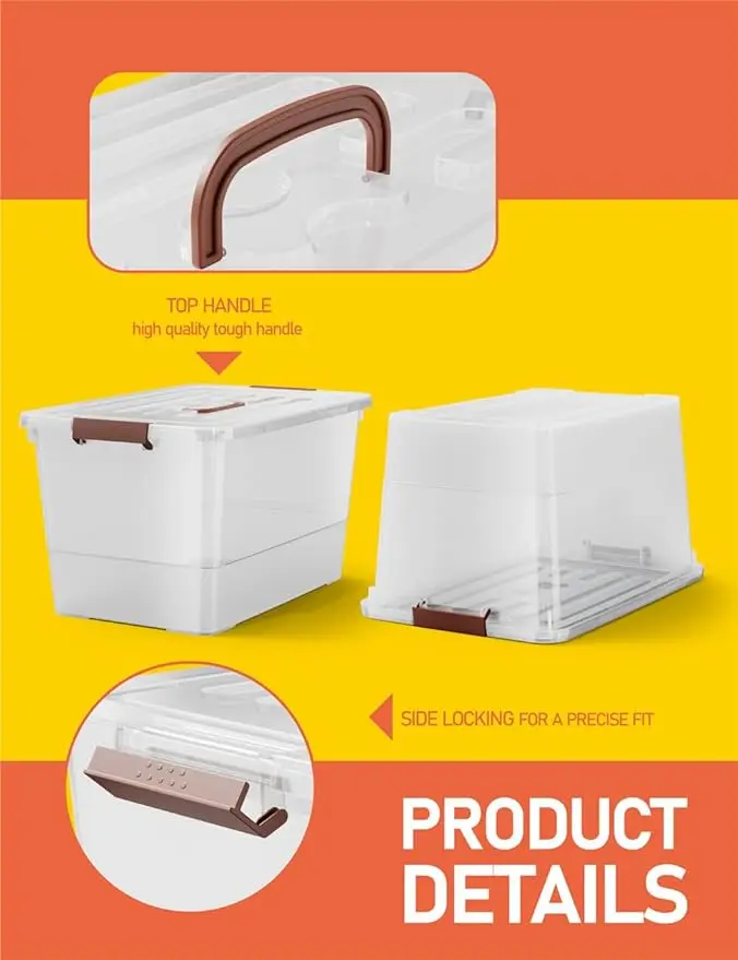 Imagem -03 - Limpar Plastic Storage Bin com Tampas Duráveis e Fecho Buckle Empilhável e Nestable Tote Organizing Box Pack