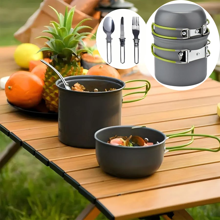 

1Set Camping Cookware Set Outdoor with Spoon Fork Cutter for Picnic Hiking Backpacking Travel Ultralight Camping Pot Set