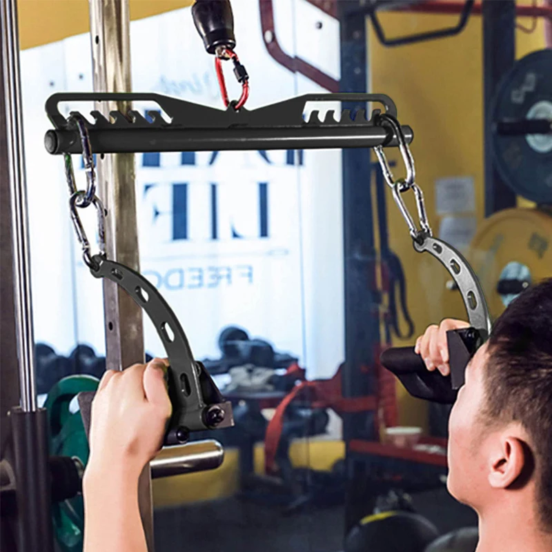 Adjustable Fitness Lat Pull Down Bar Gym Pulley Cable Machine Attachments Home Biceps Triceps Back Blaster Rowing Workout Handle