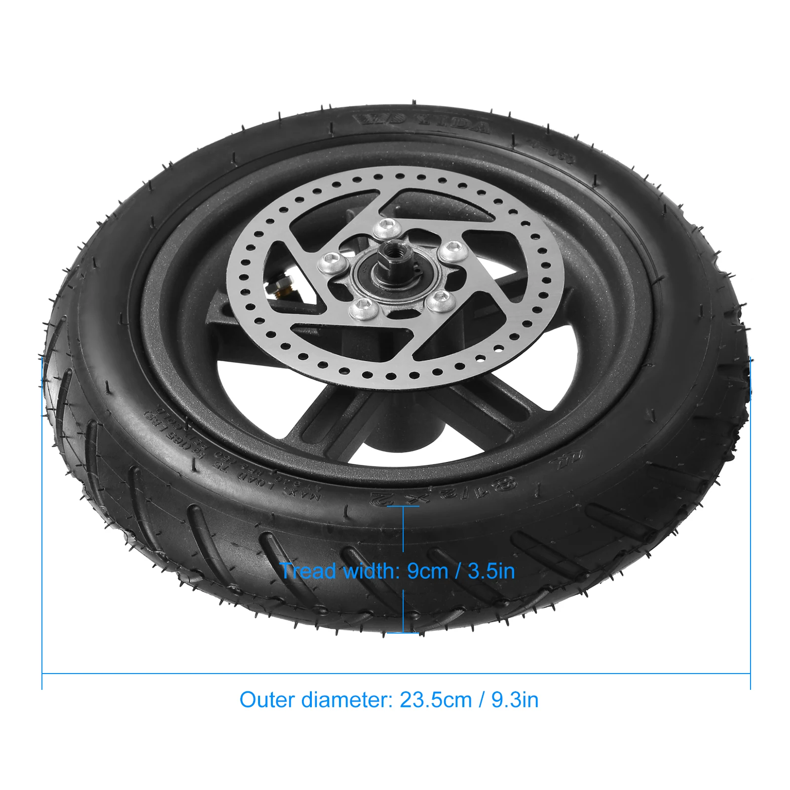 8.5 inch Electric Scooter Rear Tire with Wheel Hub Disc Brake Set Inflatable Electric Scooter Wheel Replacement for Xiaomi M365