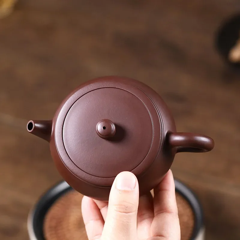 210ml Chinese Yixing Raw Ore Zhu Mud Tea Pot Ball Hole Filtration Kettle Handmade Purple Clay Teapots Zisha Teaware Supplies