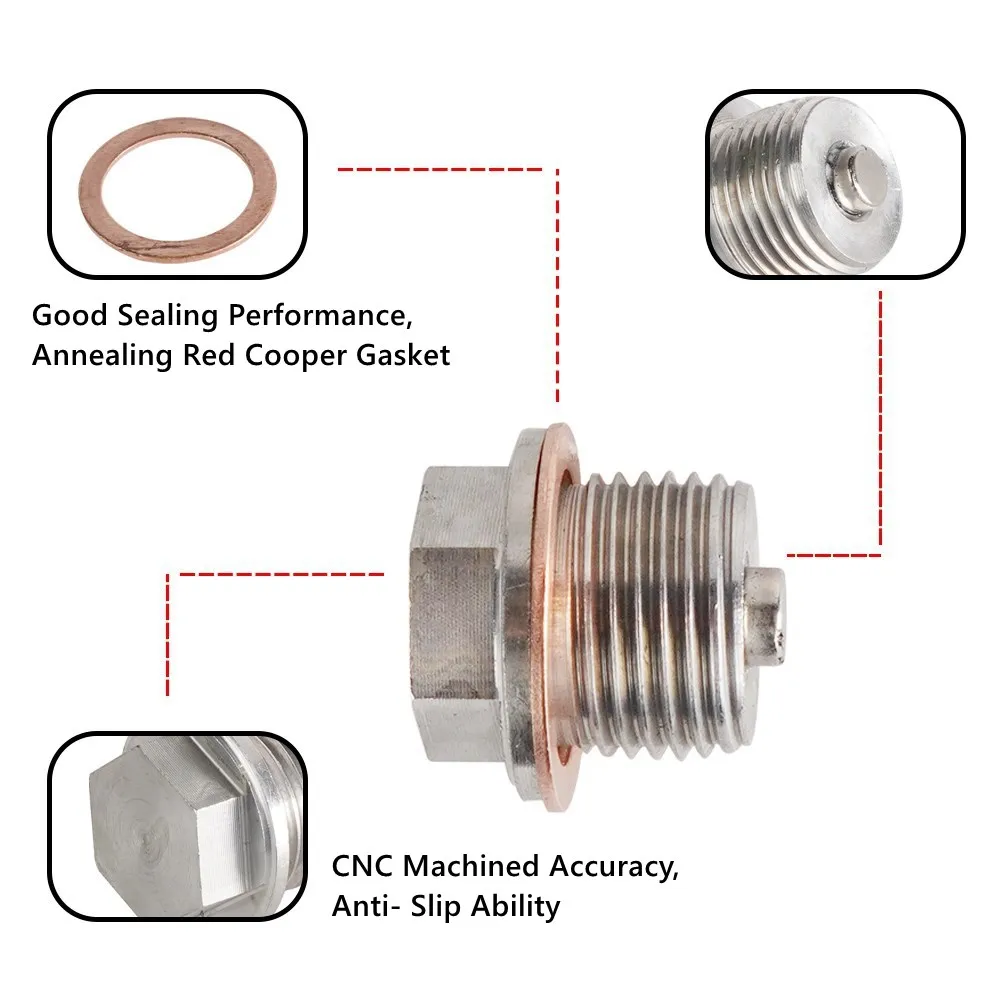 M12x1.25/1.5/1.75 M14x1.5 M16x1.5 M18x1.5 Stainless Steel Magnetic Oil Drain Plug Oil Drain Sump Nut Auto Parts Car Accessories
