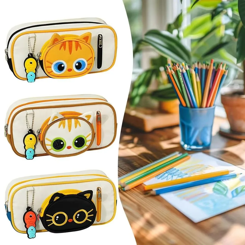

Practical Gift Large Capacity 3D Cat Pen Bag Cartoon Portable Pencil Case Creative Pen Box Office