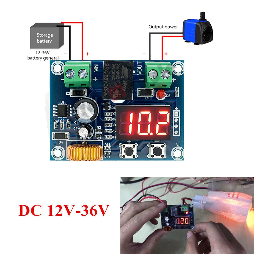 XH-M609 Low Voltage Disconnect Switch Cut Off 12V 24V 36V Digital LED Display Over-Discharge Protect for 12-36V Lithium Battery