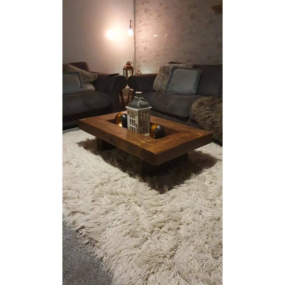 XMSJ-mesa de centro para dormir de madera maciza, mesa rústica hecha a mano, Xtra grande, versión ancha