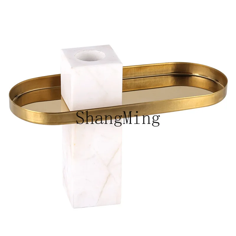 

DSA light luxury model room ornaments oval marble columns high storage trays candle holders vase combination accessories
