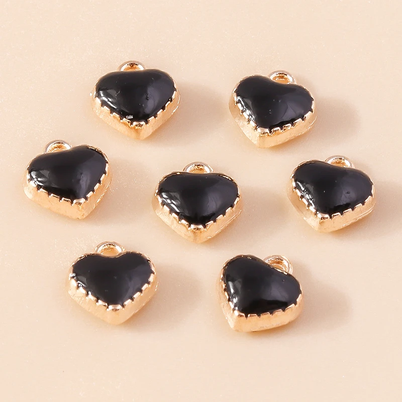 30 Stück 7 x 8 mm niedliche Mini-Emaille-Liebes-Herz-Charms-Anhänger für Schmuckherstellung, Tropfen-Ohrringe, Halsketten, Armbänder, DIY-Bastelbedarf – Detail 7