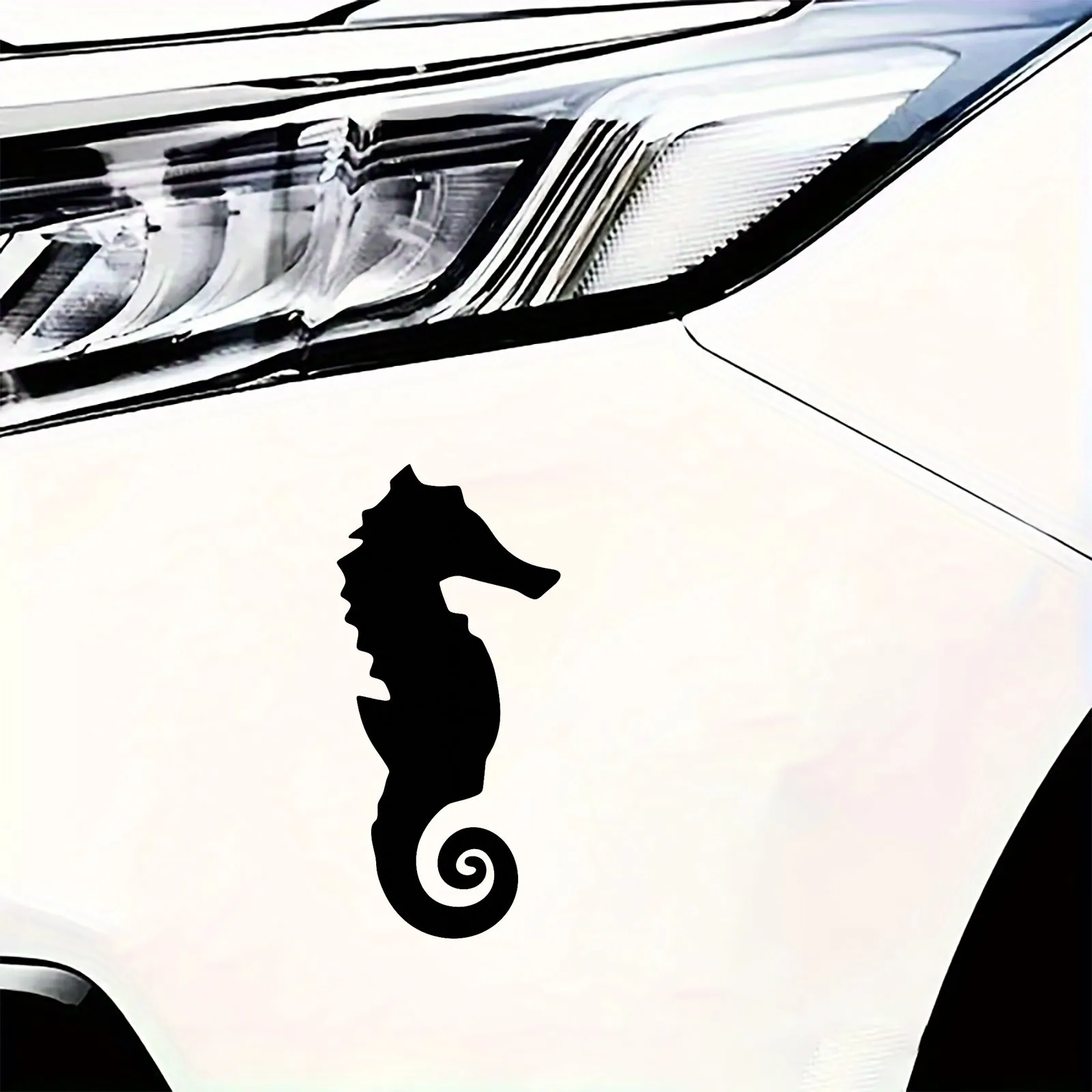 

2D Flat Seahorse Vinyl Car Decal, Black Durable Sticker for Cars, Trucks & Sports Vehicles
