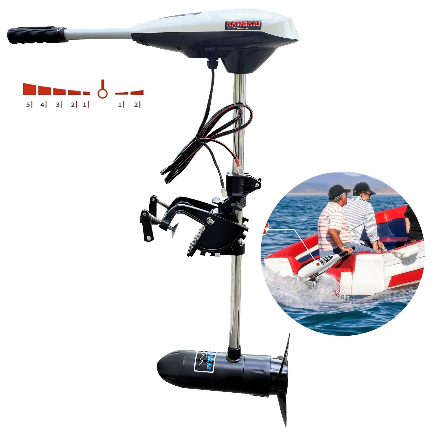 Silnik elektryczny do łodzi pontonowej 55/65 lbs DC 12V z napędem przednim i tylnym.