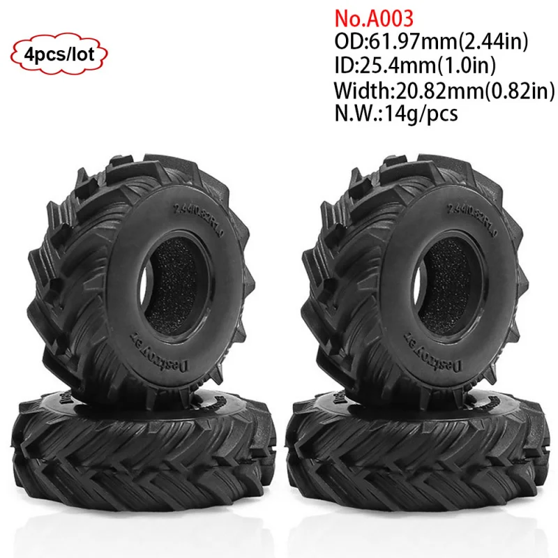 4PCS 1.0inch 57-67mm RC Crawler Tires Wheel Rim for 1/18 RC Rock Crawler Axial SCX24 Bronco AX24 TRX4M Defender FMS FCX18 FCX24 view 4