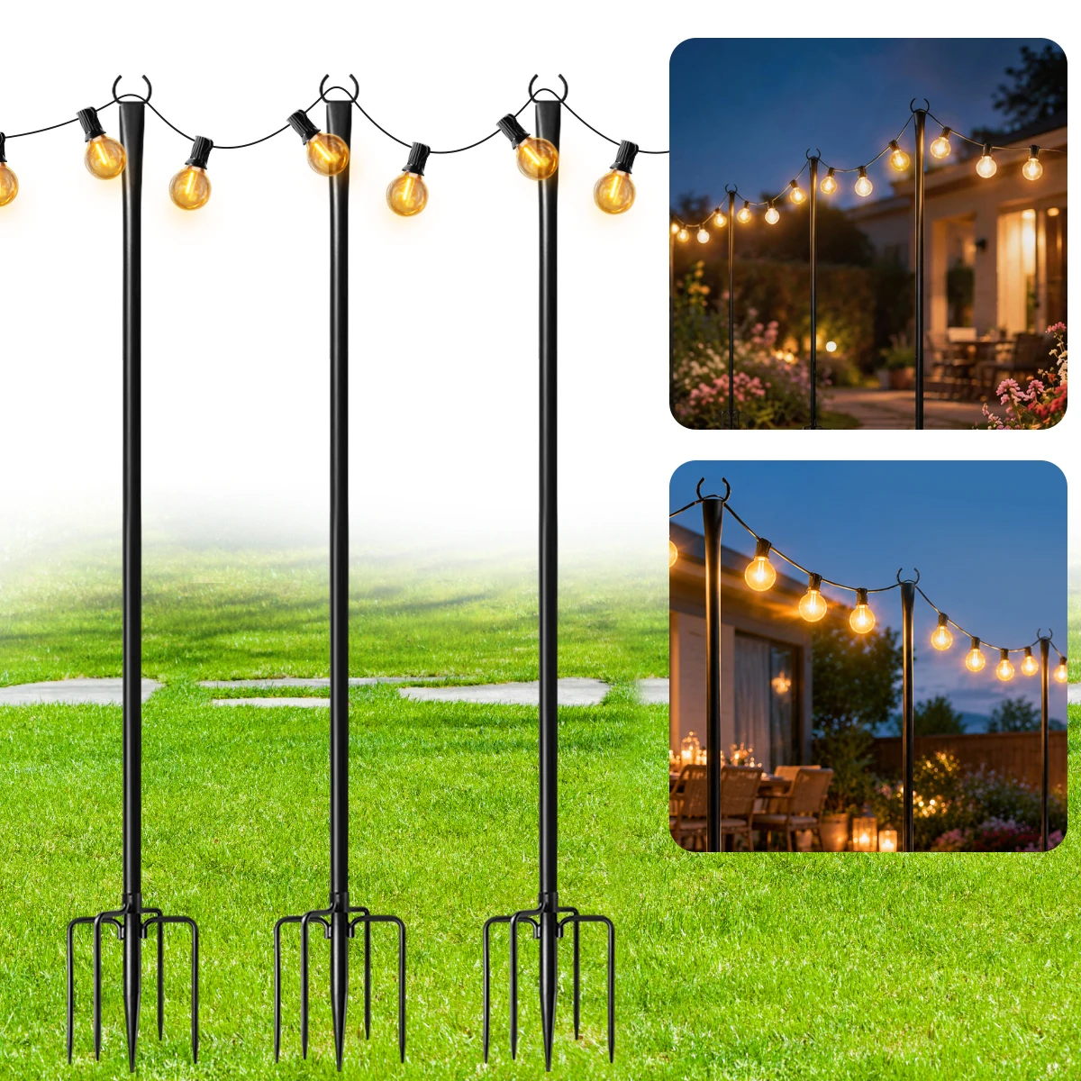 Aiopp – poteau lumineux d'extérieur, support métallique stable, montage facile, poteau de support résistant aux intempéries pour la décoration de jardin, de cour et de patio