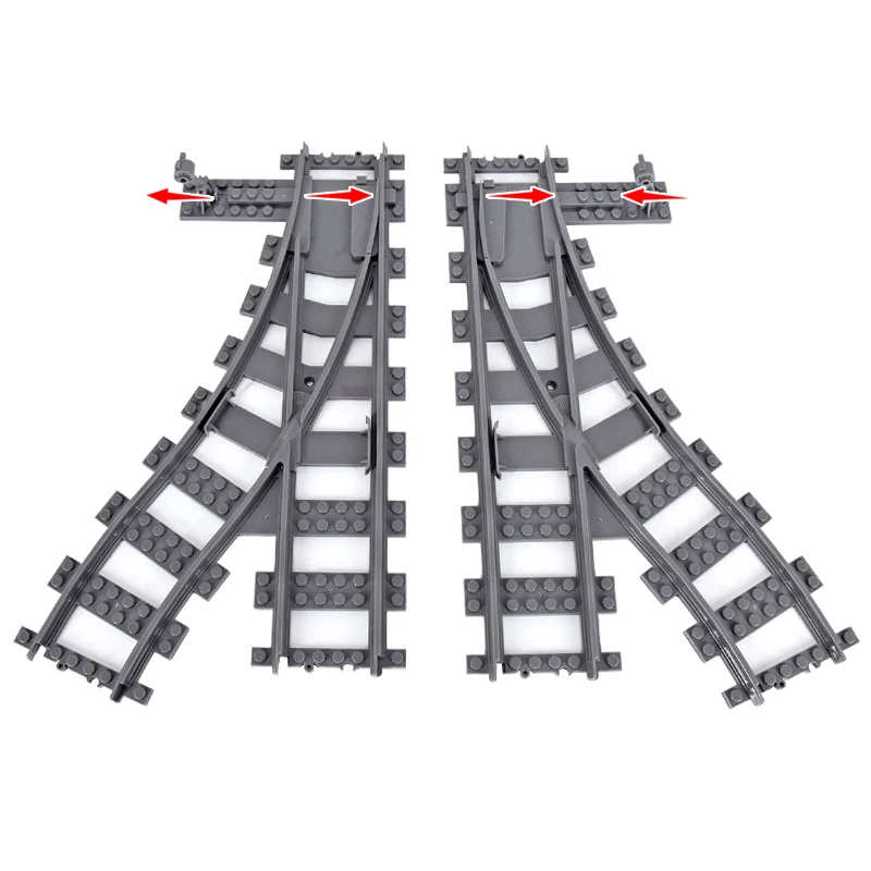MOC Creative Expert Ideas City Train Tracks Straight Curved Switch Crossings Rails Bricks Building Blocks DIY Toys for kids gift