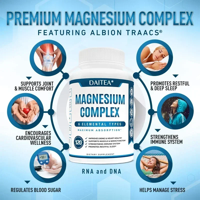 Magnesium Complex - Citric Acid, Malic Acid, Magnesium Oxide for Muscles, Joints, Sleep, Blood Sugar Regulation, Immunity