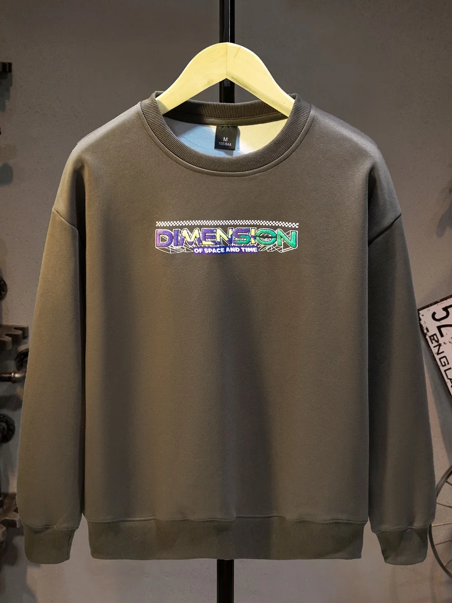 

Повседневный свитшот с круглым вырезом и принтом, мужская футболка с длинным рукавом, весна-осень, новый стиль, простой дизайн, подходит для всех сезонов, хлопок, полиэстер...