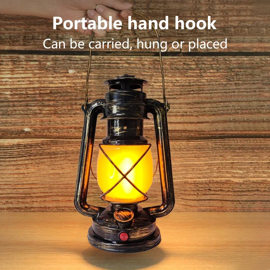 Retro Portable Camping Lantern USB Rechargeable LED Hanging Tent Light 3 Lighting Modes Horse Lights For Hiking Desktop Decor