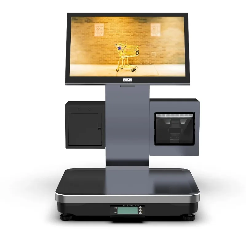 2026 AI-powered Scale Checkout with 80mm Printer and Barcode Scanner