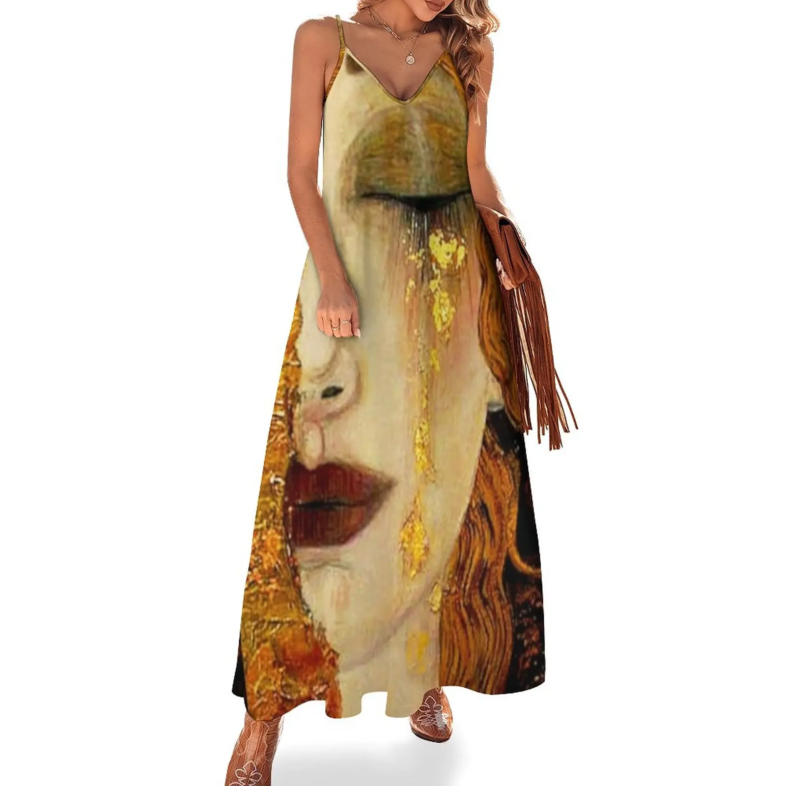 

Gustav Klimt | "Freya's Tears" w/Signature| Women's Grief Art Nouveau Sleeveless Dress dresses korean style dress for women