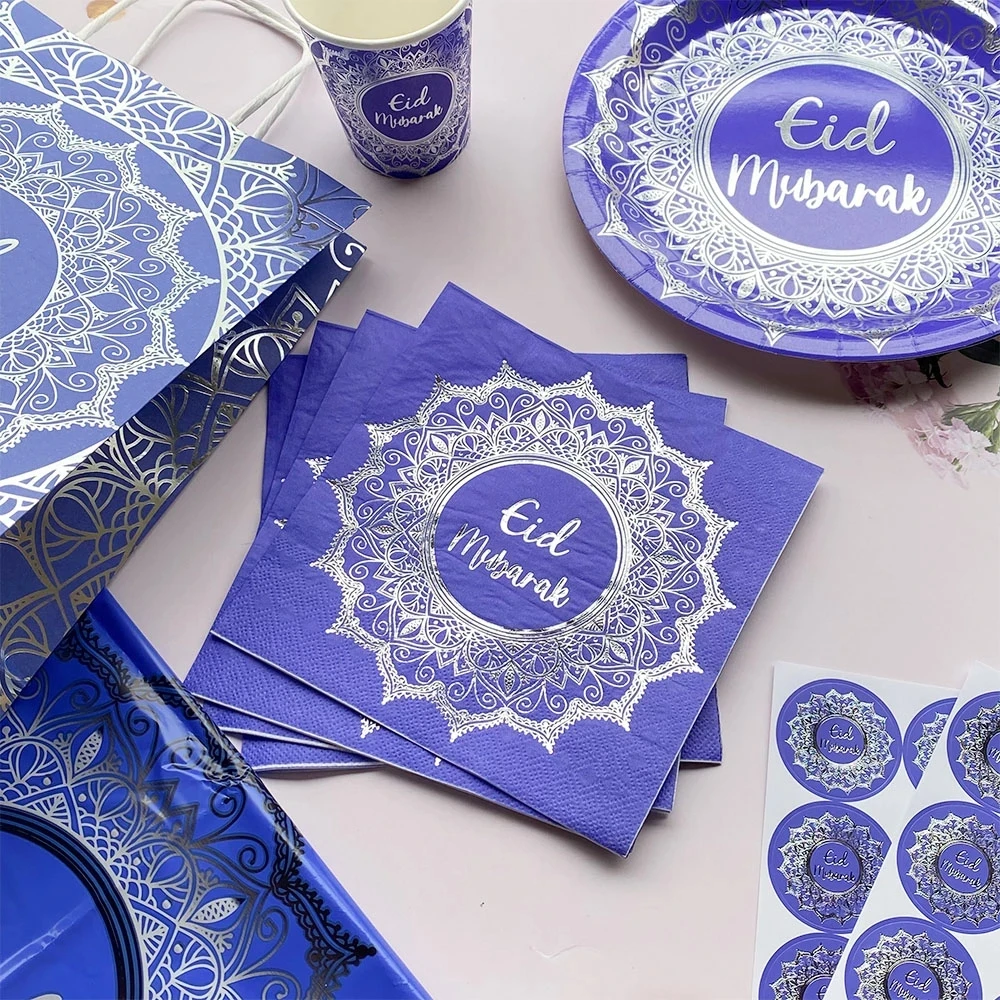 Eid Mubarak Banner Balloon Disposable Tableware Ramadan Decorations For Home Ramadan Kareem Mubarak Muslim Islamic Party Decor