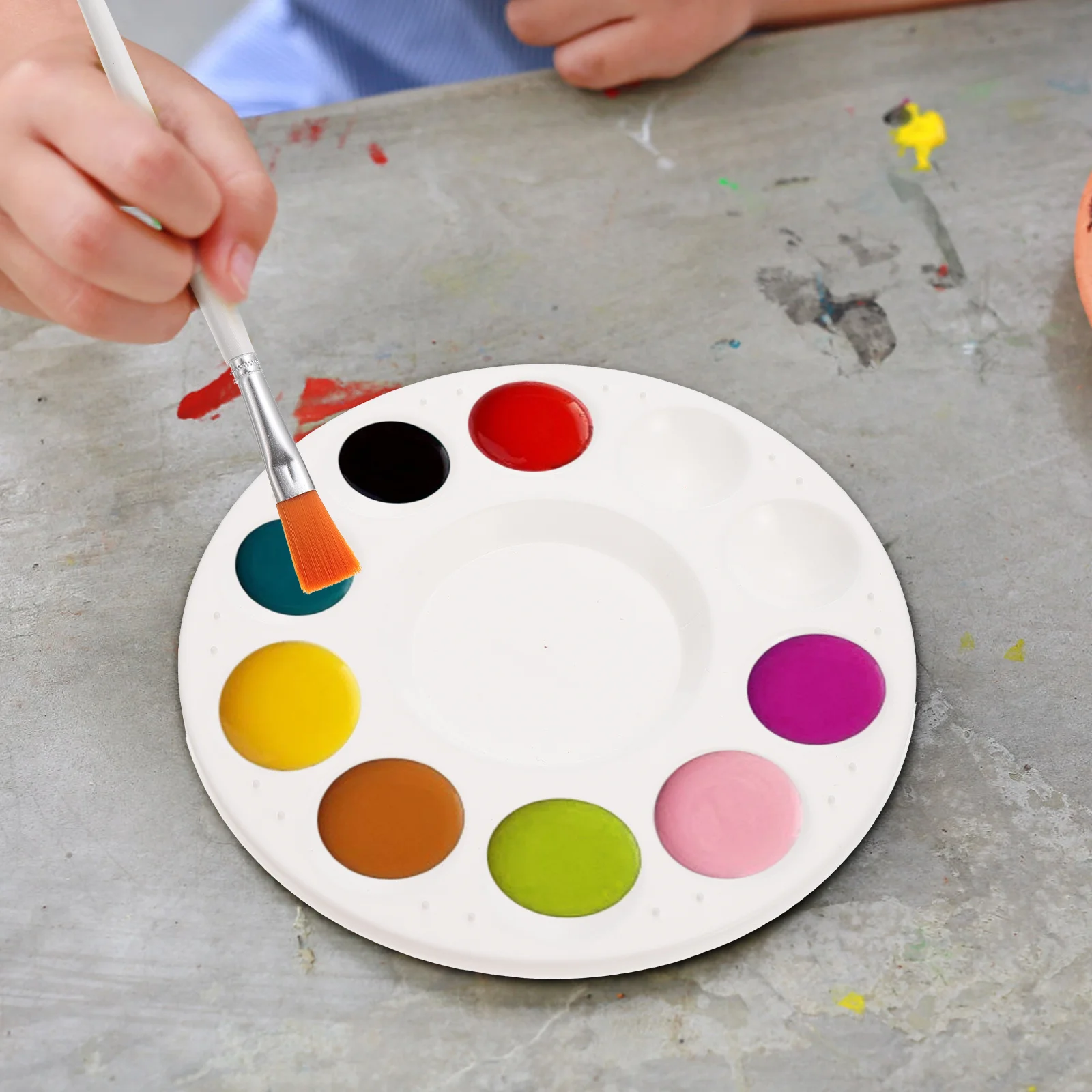 

1Set Oil Painting Brush Tray Lightweight Portable Stable Performance Easy Cleaning for Painting Drawing Art and Craft
