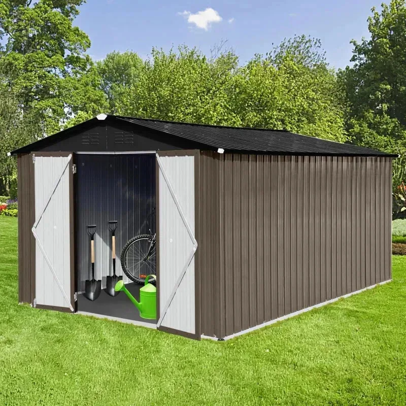 

QAZ8-Mohome 12ftx10ft Large Outdoor Storage .Metal Sheds with Lockable Door.Waterproof Garden Shed Utility Tool Sto