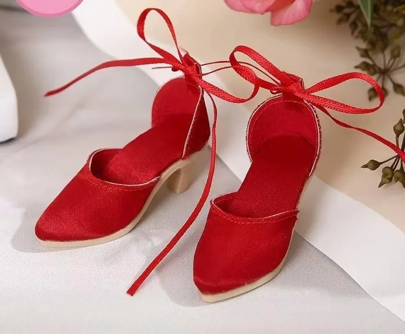 1/4 bjd doll shoes fashion versatile shoes SD doll high heels ,45 cm female red doll leather shoes accessories 1 pair