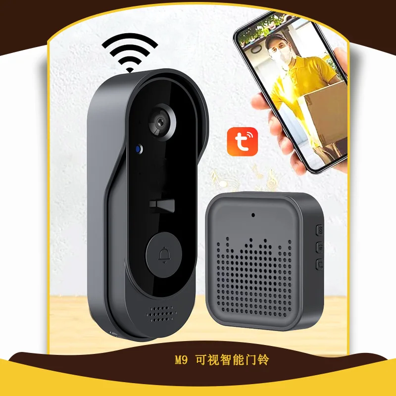 Campainha de vídeo inteligente Tuya WiFi 1080P HD com câmera de olho mágico externa, intercomunicador de áudio bidirecional, à prova d'água, para segurança doméstica.