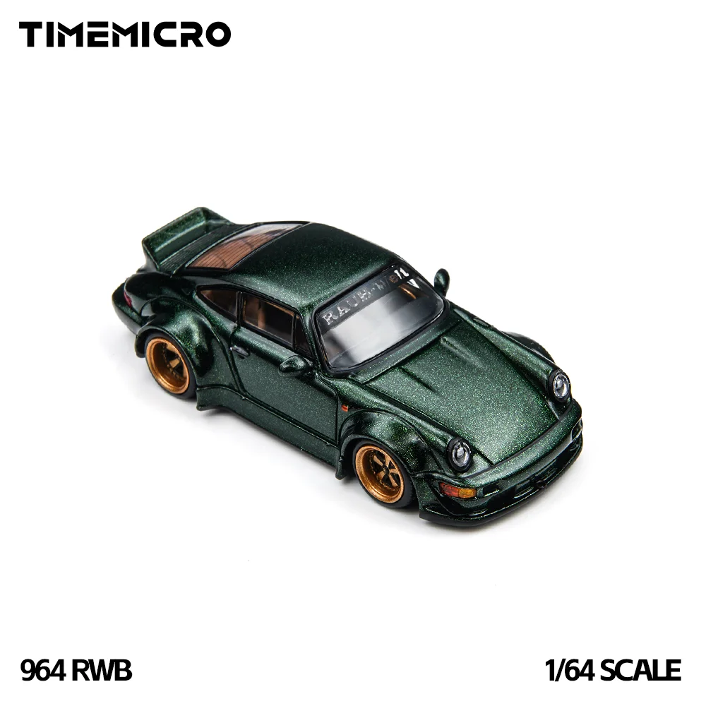 *Pre-order*TimeMicro 1:64 964 RWB Green/Gray Painting Diecast Alloy Car Model Mini Vehicle Hobby Collectible Ornament Gift view 5